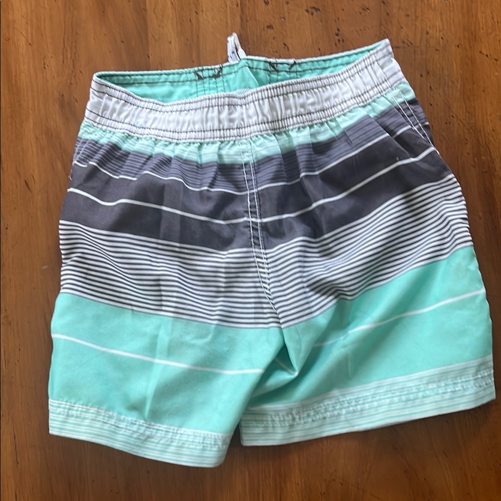 Carters Boys Striped Aqua and Gray Swim Shorts - Picture 3 of 3